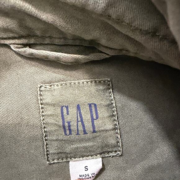 GAP Core Utility Jacket Womens Small Olive Green Babytwed Full Zip Army Military - Picture 4 of 9